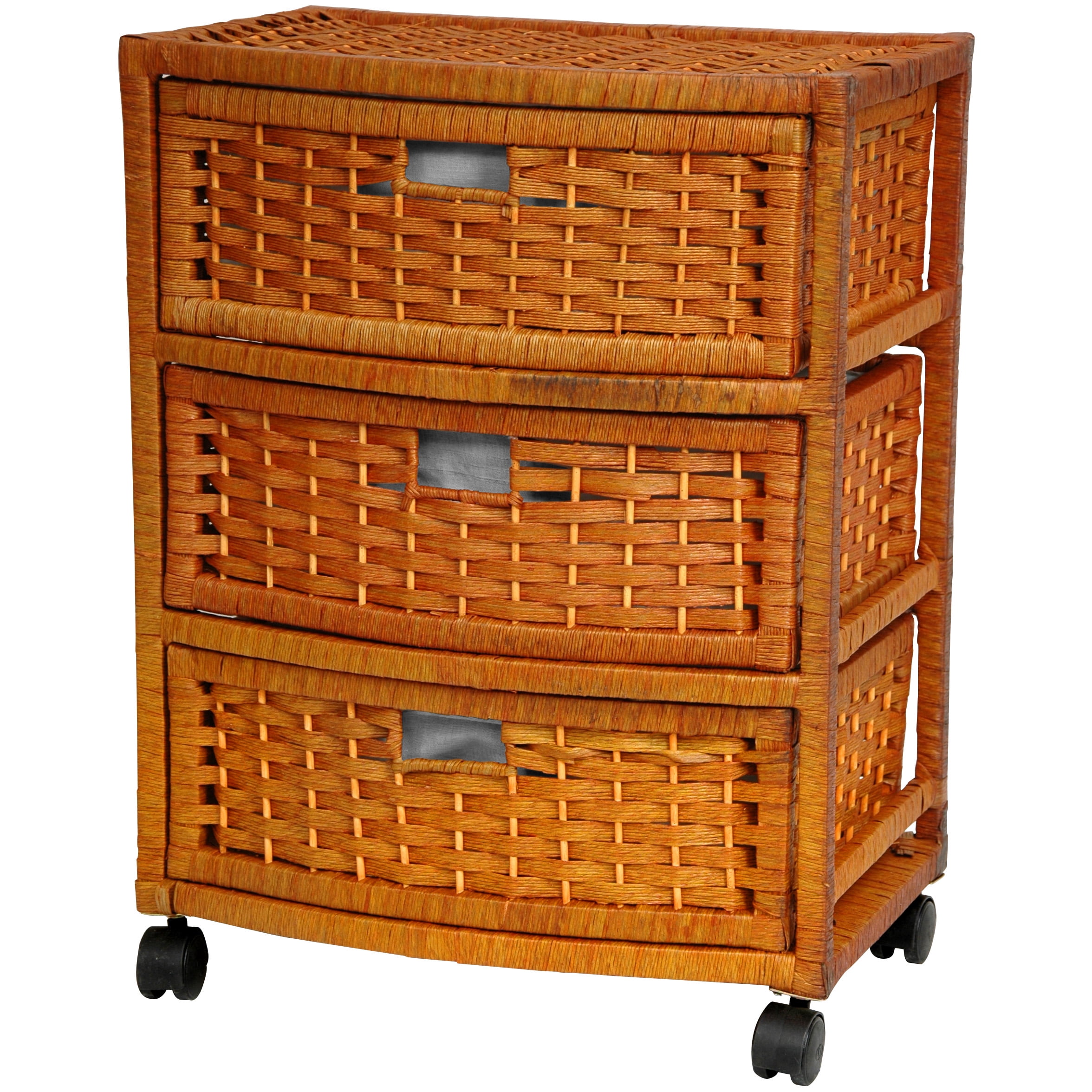 23" Fiber Weave 3 Drawer Chest Lamp Table - Honey