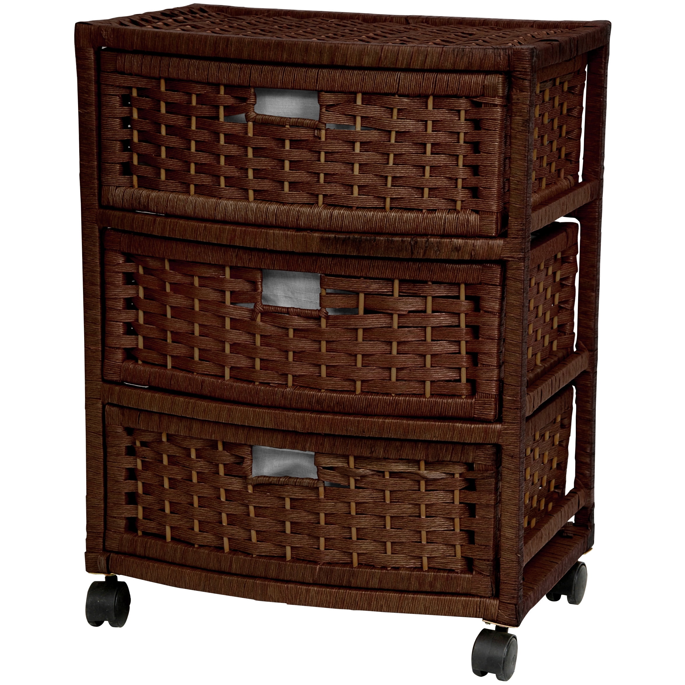 23" Fiber Weave 3 Drawer Chest Lamp Table - Mocha