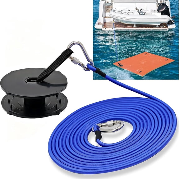 23 Ft Floating Water Mat Tether Kits, Floating Mat Straps Tether and Grommet Kit, Foam Water Pad Mat Long Bungee Cord with 2 Stainless Steel Hooks, Floating Mats Lilly Pad Accessories