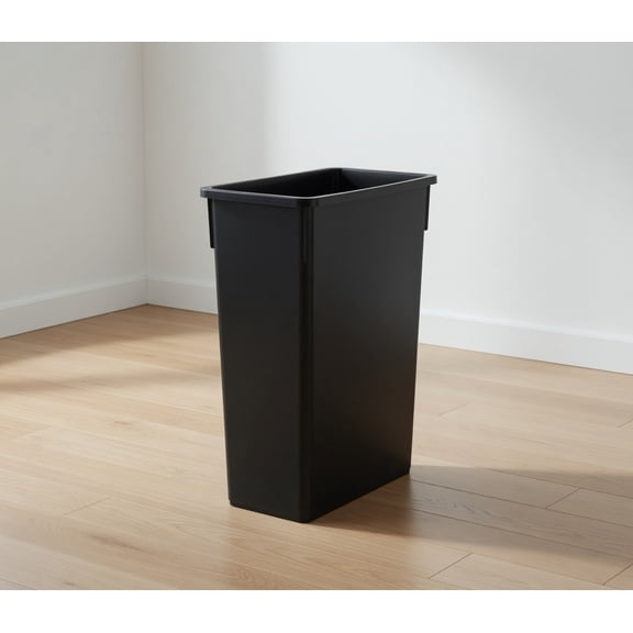 23 Gallon/92Quart Rectangular Commercial Trash Can - Slim Tall Black Plastic Waste Bin