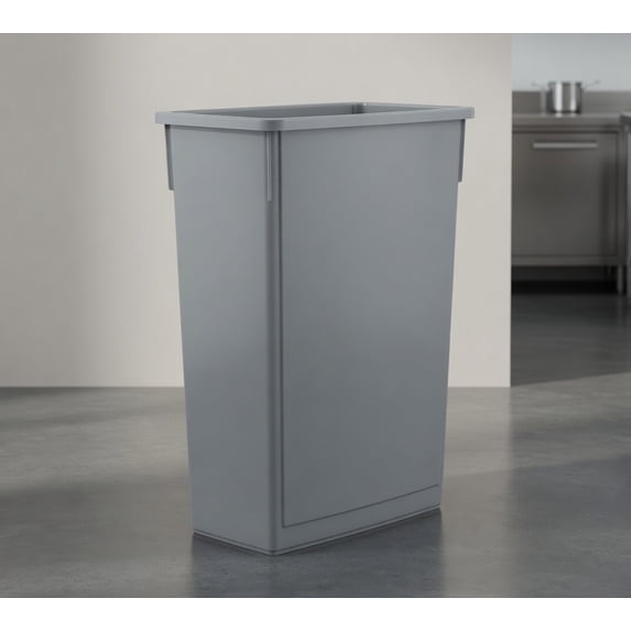 23 Gallon/92 quart/87.06 L Slim Rectangular Trash Can, Gray Tall Plastic Waste Bin for Kitchen, Restaurant, Office - Space Saving Narrow Design