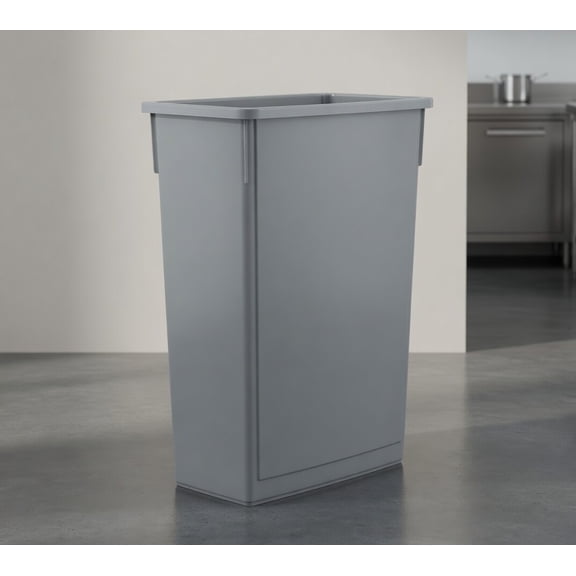 23 Gallon/92 quart/87.06 L Slim Rectangular Trash Can, Gray Tall Plastic Waste Bin for Kitchen, Restaurant, Office - Space Saving Narrow Design