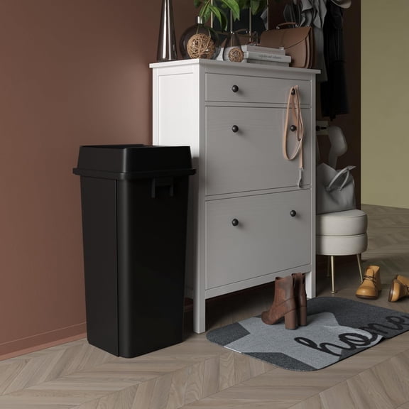 23 Gallon Black Square Commercial Trash | Garbage Can with Lid - Office, Outdoor, Restaurant, School, Kitchen$$Household Cleaning Products & Supplies