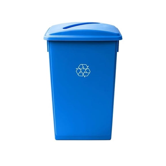 23 Gallon Slim Rectangular Garbage Can - with Paper Slot Lid - Blue