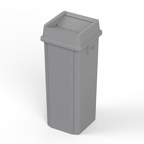 23 Gallon Gray Square Commercial Trash | Garbage Can with Lid - Office, Outdoor, Restaurant, School, Kitchen$$Household Cleaning Products & Supplies