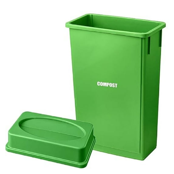 23 Gallon Lime Green Slim Rectangular Trash Can with lid Restaurant Trash can Trash can Tall Plastic Trash can Industrial Trash can Square Trash cans with Drop Shot Lid
