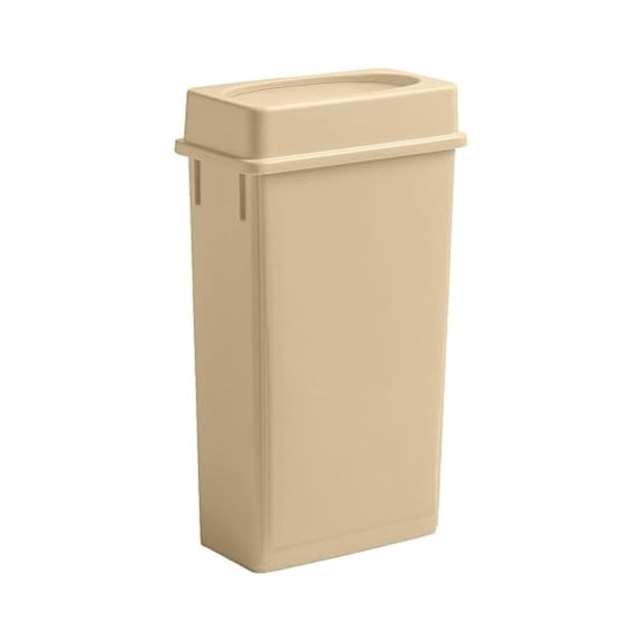 23 Gallon Slim Rectangular Garbage Can with Lid - Beige