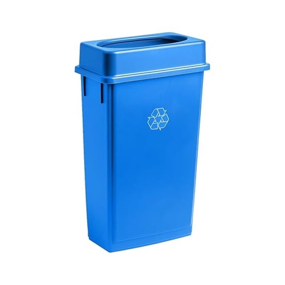 23 Gallon Slim Rectangular Garbage Can with Lid - Blue