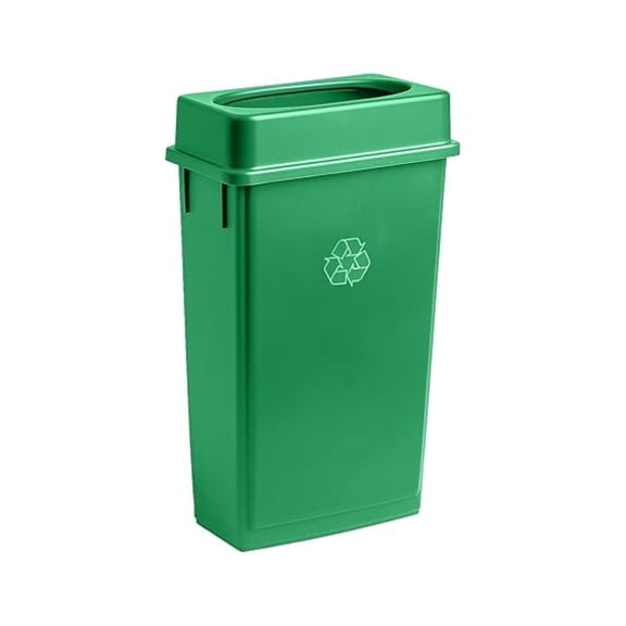 23 Gallon Slim Rectangular Garbage Can with Lid - Green