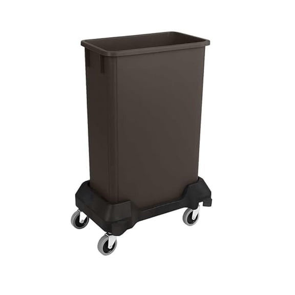 23 Gallon Slim Rectangular Garbage Can with Wheels - Brown