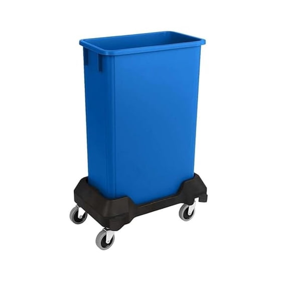 23 Gallon Slim Rectangular Garbage Can with Wheels - Dark Blue