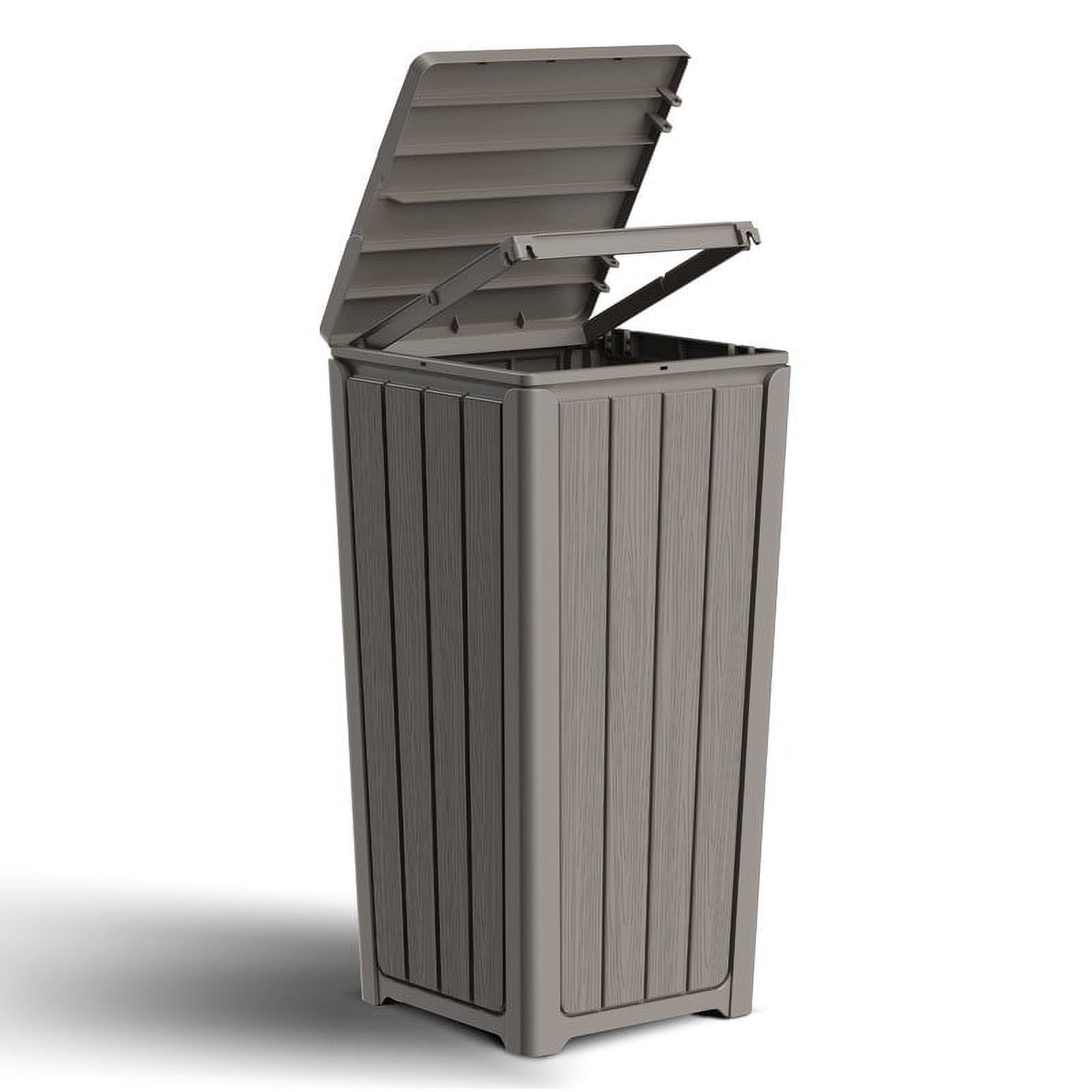 Bifanuo Outdoor Trash Can with Lid, Waterproof Resin Garbage Can with Tiered Lid, Outside Trash Bin for Patio, Kitchen, Backyard or Deck