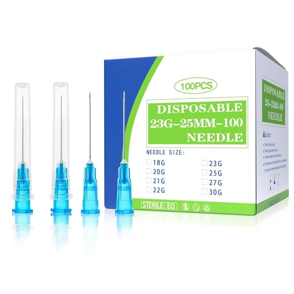 23 Gauge 1 Inch Luer Lock Needle (100 Pack), Sterile Disposable Injection Industrial Accessories Needles,Individually Wrapped