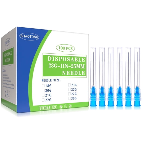 23 Gauge 1 Inch Needles Luer Lock Disposable Lab Supplies, Pack of 100 | 23G 1 25mm Needle with Cap for Liquids Measuring or Refilling, Sterile, Individually Wrapped