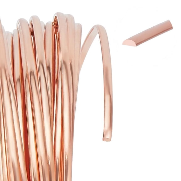 23 Gauge Half Round Copper Wire - 20FT 0.6mm Bare Beading Wire for Jewelry Making Crafts DIY Supplies