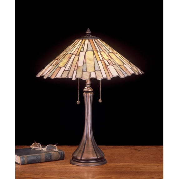 Meyda Tiffany 52158 Stained Glass / Tiffany Table Lamp From The Scroll Jadestone