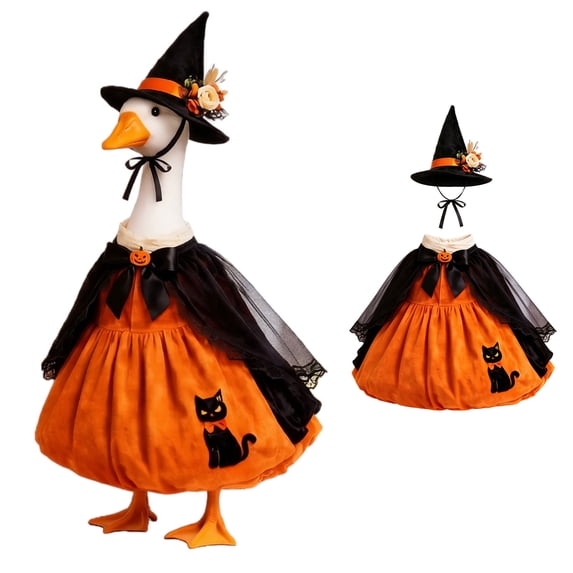 23" Halloween Porch Goose Outfit Set With Clothing And Hat Lawn Goose Clothes Set Eye Catching Outdoor Garden Yard Decor Fall Halloween Decorations