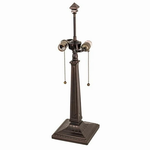 23" High Mission 2 Light Table Base by Meyda Tiffany 16108 in Black Finish