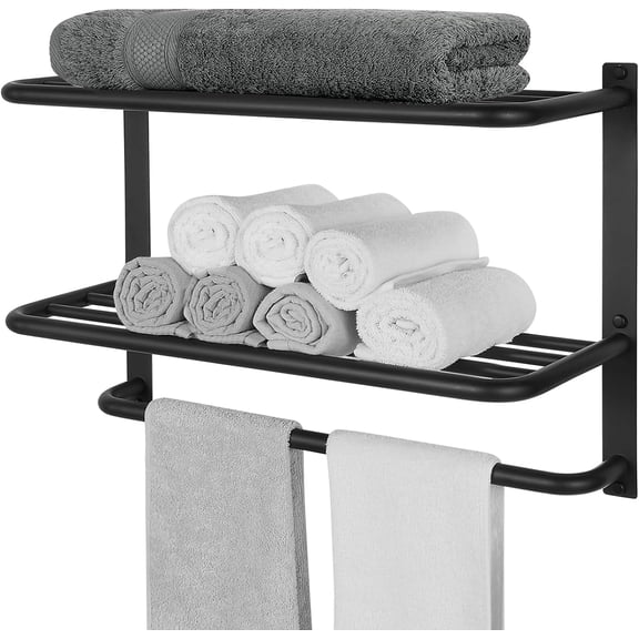 23 Inch 3-Tier Bathroom Towel Rack, Wall Mounted 304 Stainless Steel Towel Shelf with Multi Bars, Brushed Nickel Lavatory Towel Hanger for Bathroom Storage