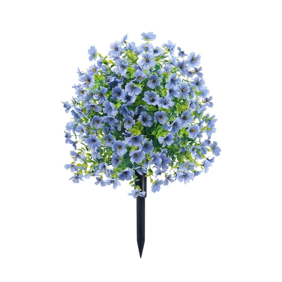 OUGPISTIYK Artificial Violet Ball Topiary Trees with Ground Spikes, 23" Fake Bushes Plants, Fade Resistant Artificial Shrubs Tree for Indoor Outdoor Front Porch Decor (1 Pc, Blue)