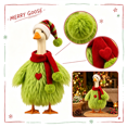 thumbnail image 1 of 23 Inch Christmas Porch Goose Outfits,Green Fuzzy Costume With Striped Hat & Scarf For Christmas 23 Inch Porch Goose Lawn Goose Statue Holiday Yard Decorations, 1 of 8