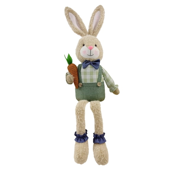 23 Inch Easter Bunny Rabbit Plush, Long Leg Shelf Sitter Doll, Pastoral Farmhouse Spring Decoration, Bunny Rabbit Stuffed Animal Ornament(A)