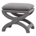 thumbnail image 1 of 23 Inch Fabric Upholstered Ottoman, Plush Cushioned, Curved X Frame, Gray- Saltoro Sherpi, 1 of 6