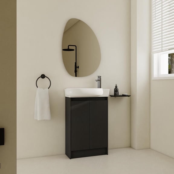 23 Inch Freestanding Bathroom Vanity with Sink, Soft Close Doors, Contemporary Concealed Handles, and Ample Storage