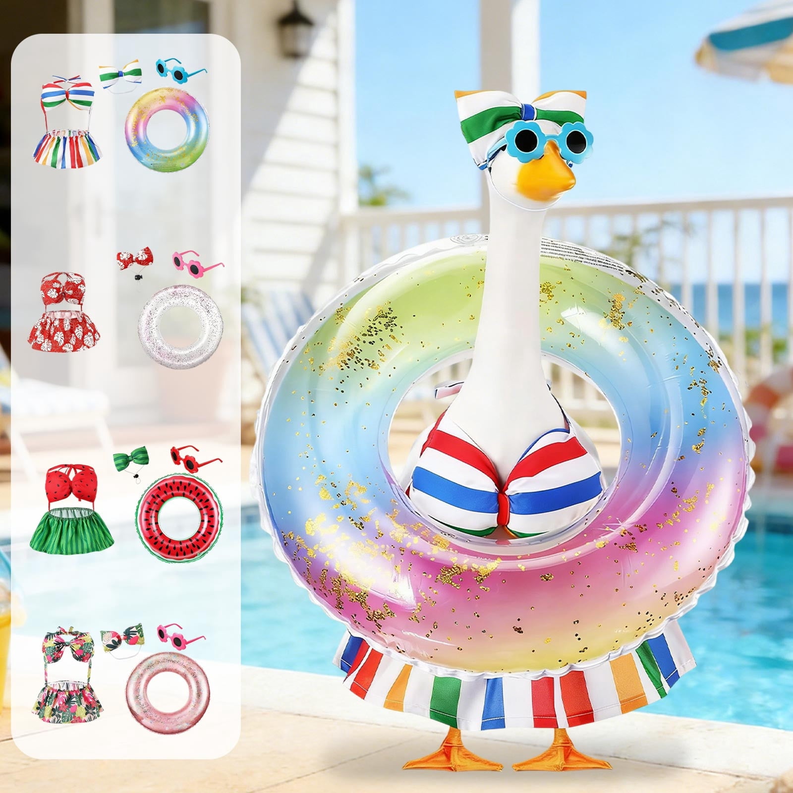 23 Inch Goose Outfit for Porch Geese - Large Multicolor Bikini Pool ...