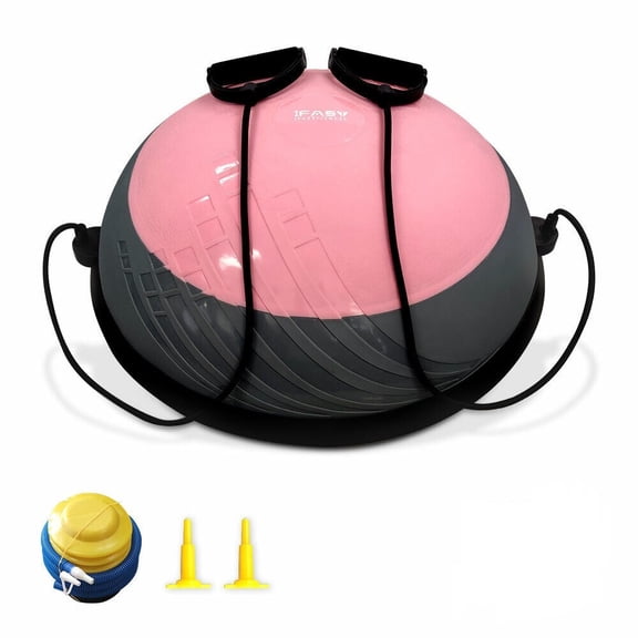 23 Inch Half Balance Ball Trainer with Resistance Bands, 660 Lbs Weight Capacity Anti-Burst PVC Balance Board, Non-Slip Home Core Strength Trainer for Yoga, Fitness, Stability Workout & Foot Exercise