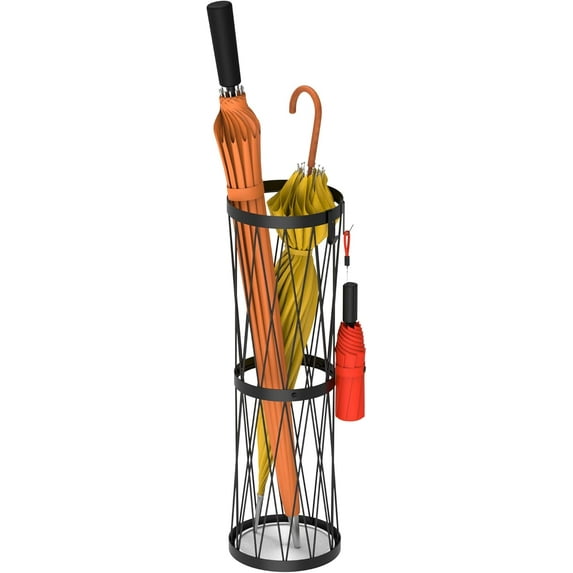 23 Inch Metal Umbrella Holder with Soak Stone and Hooks, Umbrella Stand for Entryway Indoor Outdoor, Umbrella Rack Storage for Home, Office, Hotel