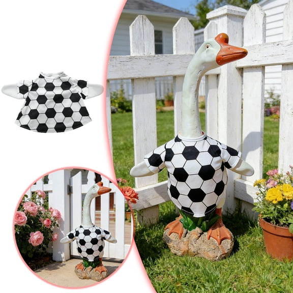 23-Inch Porch Goose Baseball Costume, Sports-Themed Outfit for Garden Goose Statues, Durable Outdoor Fabric, White with Red Stitching