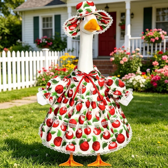 23 Inch Porch Goose Outfit Set Statue, Fade‑Resistant Weatherproof Accessory for Patio Yard Garden Outdoor Seasonal Novelty Holiday Decoration, Goose Not Included