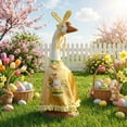 thumbnail image 1 of 23 Inch Porch Goose Outfit, Valentine's Day/Easter Porch Goose Outfit, Cute Bunny Print Ruffled Dress & Headband Costume Set Easter Spring Display for Outdoor Lawn Decor, 1 of 9