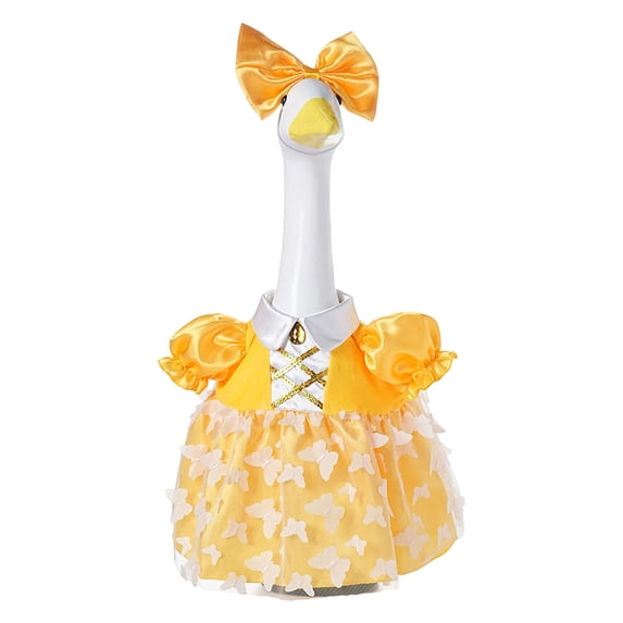 23-Inch Porch Goose Princess Tutu Costume Set, Layered Tulle Skirt with Bow Headband, Spring Summer Yard Lawn Decoration Outfit