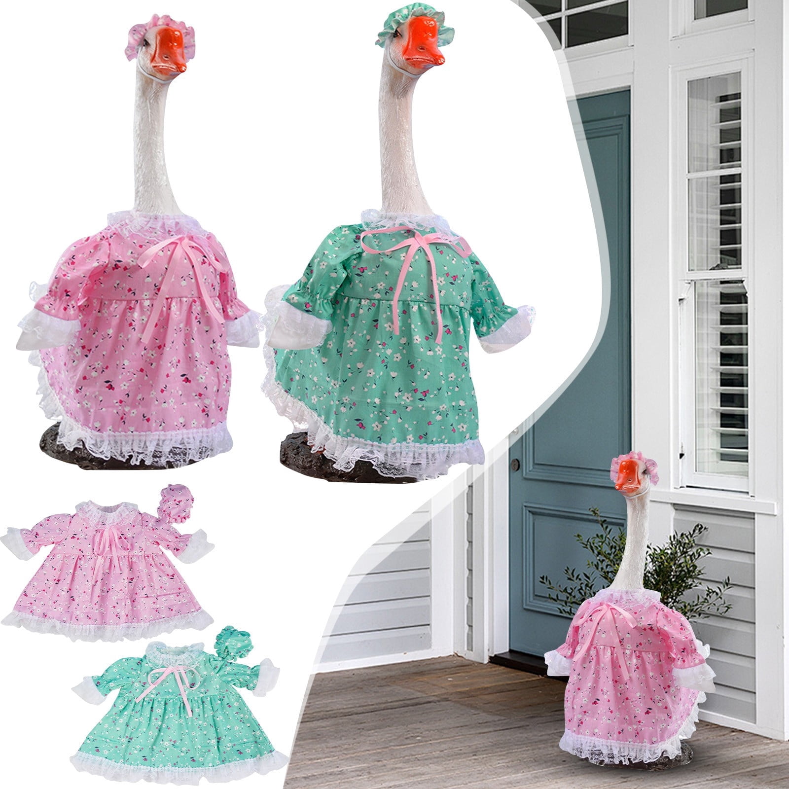 Clothes Only 2PCS 23 Inch Porch Goose with Outfit, Seasonal Christmas Home & Patio Decor, Changeable Costume Goose Statue (Clothes Only)