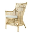thumbnail image 1 of 23 Inch Rattan Dining Armchair, White Fabric Padded Seat, Natural Brown- Saltoro Sherpi, 1 of 5