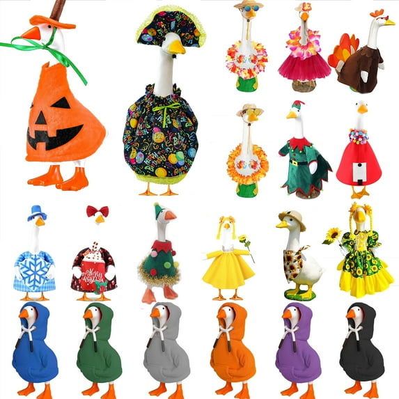 23 Inch Santa Claus Riding Goose Doorway Costume Decoration, Christmas Porch Goose Outfit Suits Doorway Goose Statue, Cute Winter Lawn Yard Patio Porch Decor for Holiday Party and Outdoor Christmas