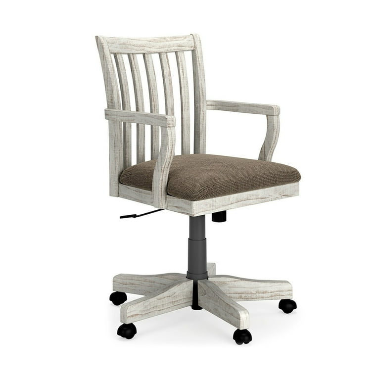 23 Inch Swivel Home Office Chair Slatted Farmhouse Style