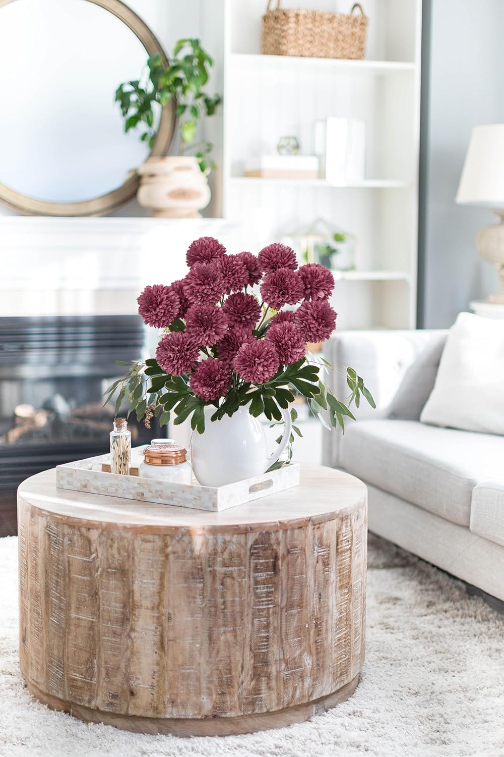 23 Inch Tall Chrysanthemum Fake Mums Flowers For Decoration Rustic