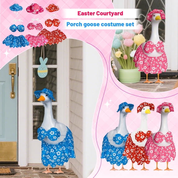 23 Inch Tall Porch Goose Decorative Outfit - Pink Hawaiian Bikini Beach Style Set - For Front Porch, Backyard Garden, Summer Party, Poolside Decor, Outdoor Festival Event,