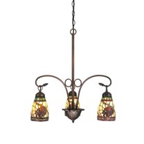 23 Inch Wide pinecone dome 3 lt Chandelier