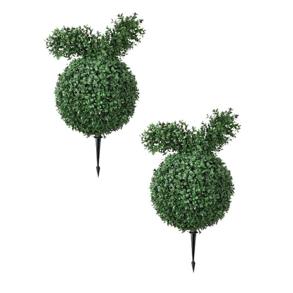 23 Inches Bunny Shaped Topiary With Stake, Faux Rabbit Potted with Boxwood For Indoor And Outdoor Easter Holiday Garden Porch Home Patio Decorations