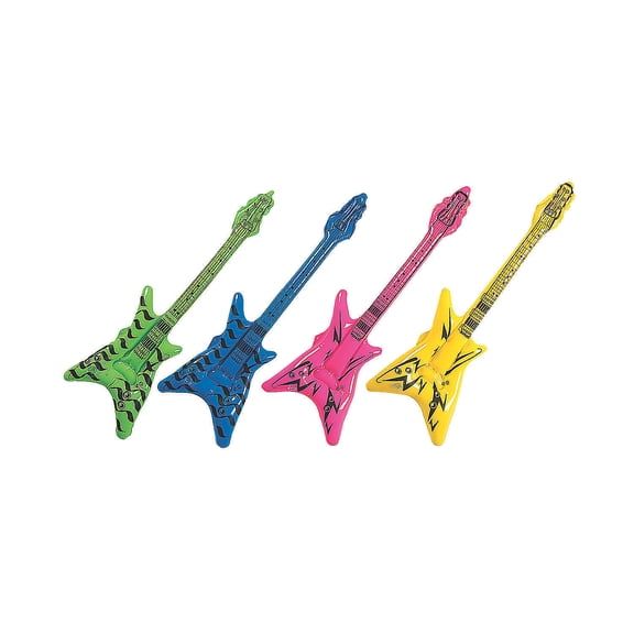 Fun Express - 23" Inflate "v" Guitars - Toys - Inflates - Inflatable Characters - 12 Pieces
