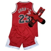 USNBAII #23 Jordan Jersey Youth Sports Uniform for Youth Basketball Jersey Shorts Socks Sets Red