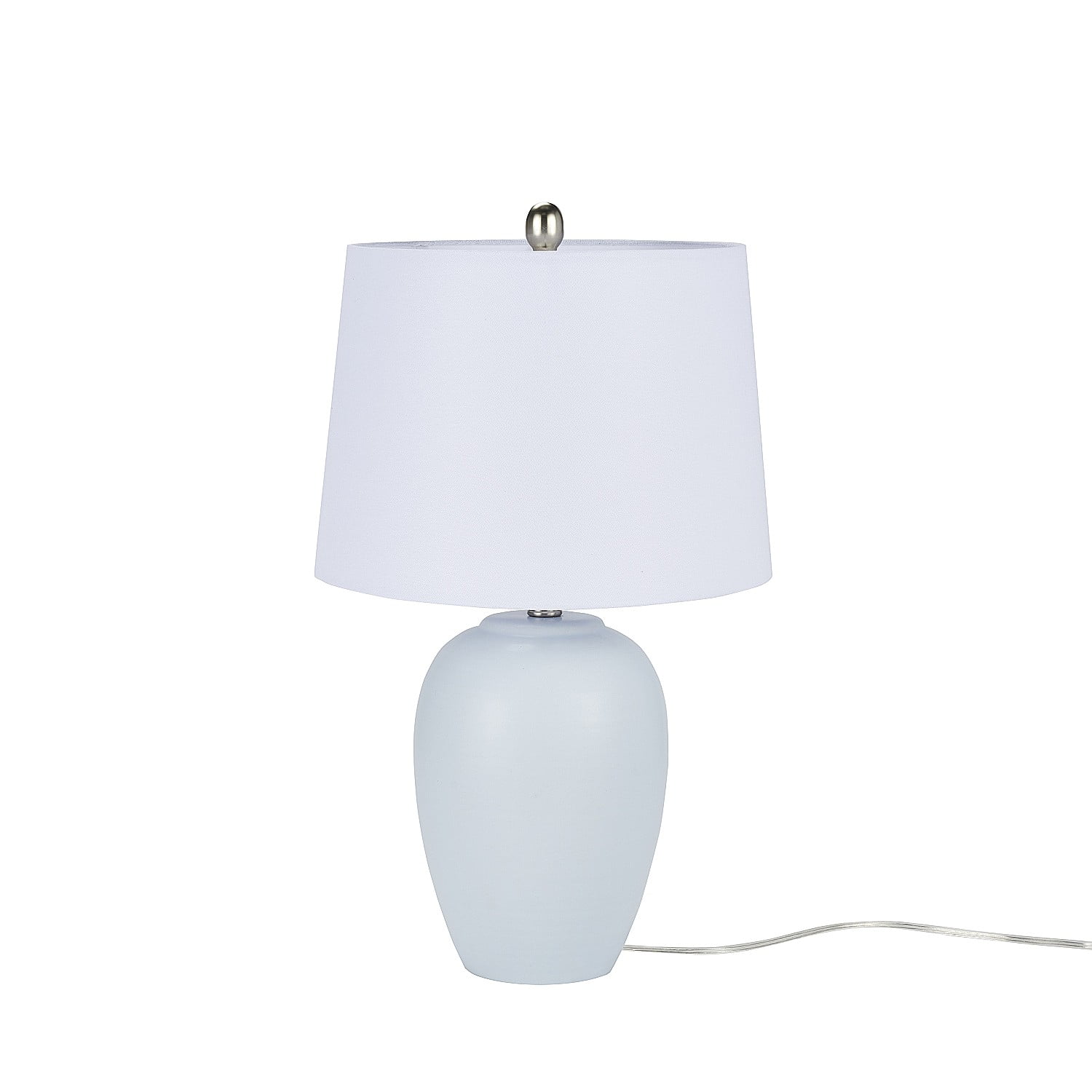 23" Light Blue Ceramic Urn Table Lamp with White Shade