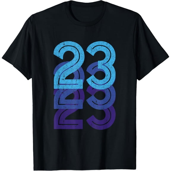23 Lucky Number 23rd Year Birthday Age Sports Team T-ShirtMen and women, Black T-shirt, size: Extra large