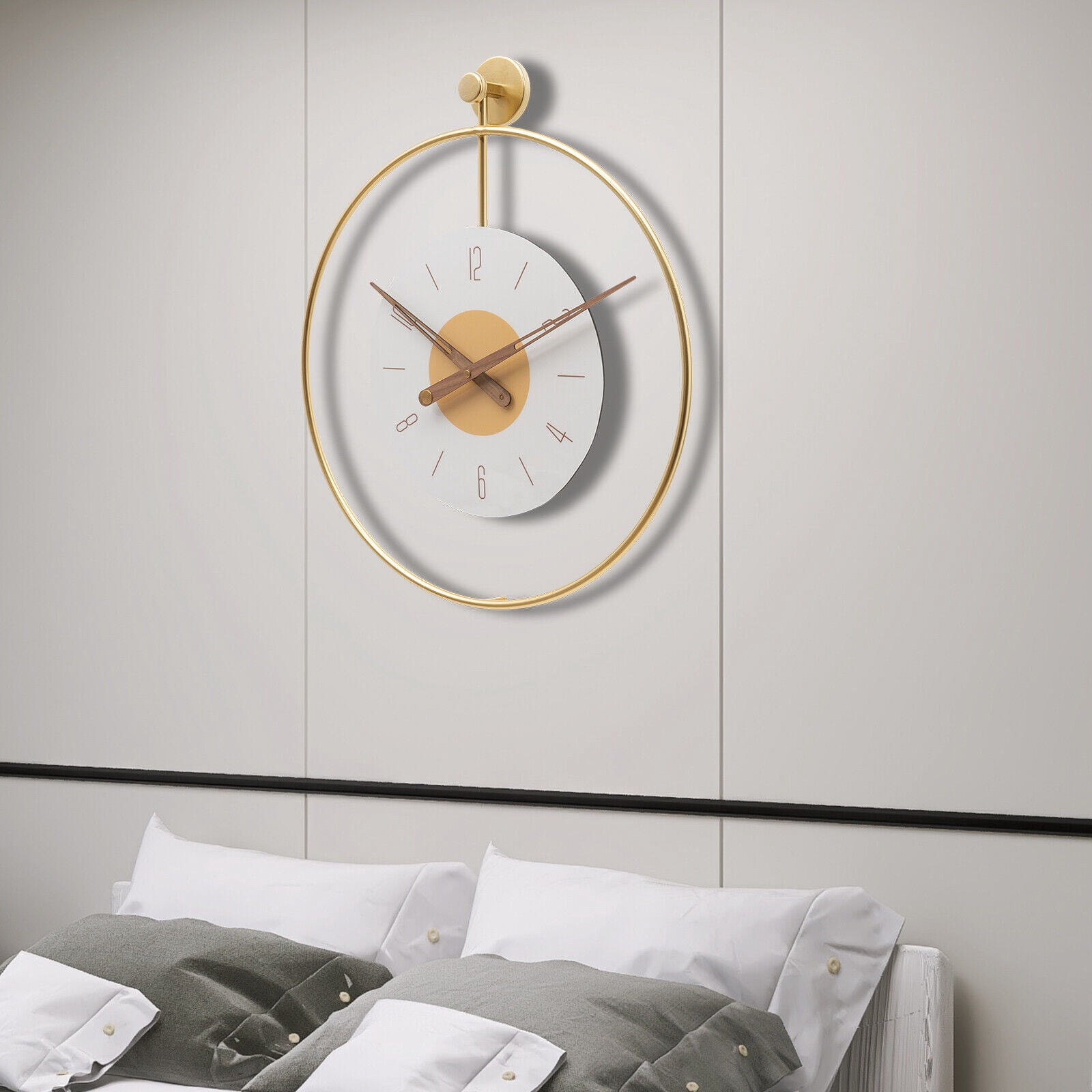 23" Metal Art Modern Wall Clock Bedroom Illuminated Decorative Wall ...