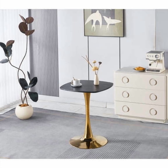 23" Metal Base Coffee Table, Modern Center Table with Easy Assembly, Unique Coffee Table for Home Office Bistro, Golden