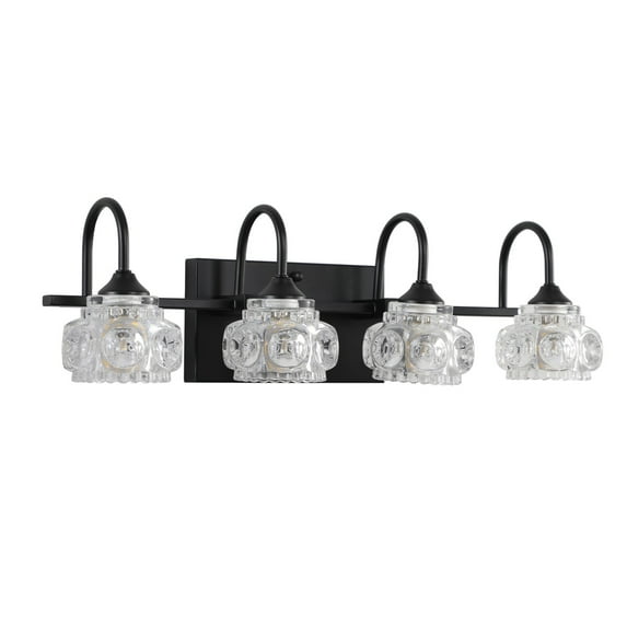 23” Nickel Finish Vintage Crystal Vanity Light - Elegant 4-Light Bathroom Mirror Fixture with Clear Glass Shades (No Bulbs)